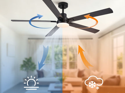 Ceiling Fan With Lights And Remot With Quiet DC Motor, 6 Speeds, Reversible Blades - Black