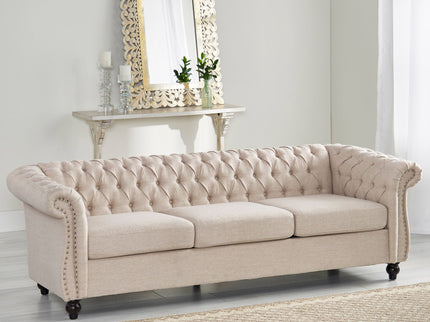 Chesterfield Style 3 Seater Sofa With Deep Button Tufting