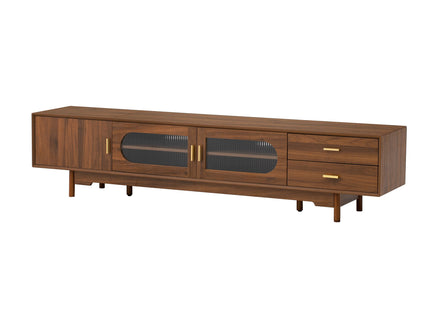 Modern TV Stand With Fluted Glass Doors & 2 Drawers