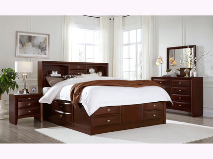 Lucille - 5 Piece Bedroom Set With Storage Drawers And Bookcase Headboard