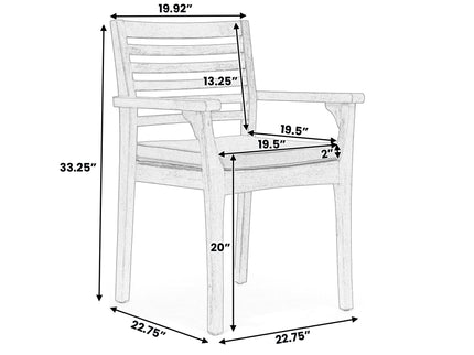 Outdoor Dining Chair With Slat Back And Acacia Wood Frame (Set of 2) - Gray / Teak
