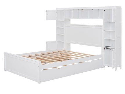 Bed With All In One Cabinet, Shelf And Sockets, Trundle