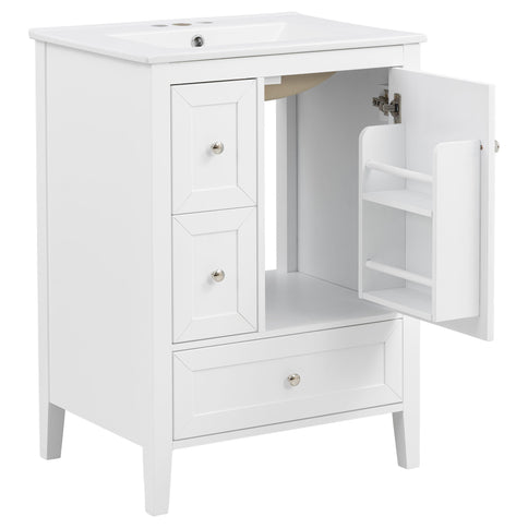 Modern Bathroom Vanity With Sink, Soft Close Drawers & Door, Storage Rack