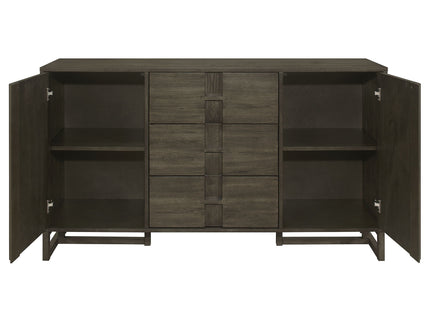 Glenmoor - 3 Drawer Server With 2 Cabinets - Dark Gray