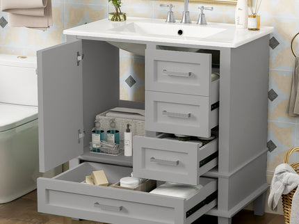 Bathroom Vanity, Modern Bathroom Cabinet With Sink Combo Set, Bathroom Storage Cabinet With A Soft Closing Door And 3 Drawers, Solid Wood Frame