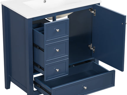 Modern Bathroom Vanity With Sink, 1 Cabinet & 3 Drawers
