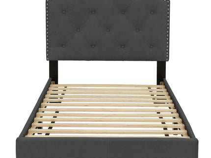 Button Tufted Bed With Nailhead Trim