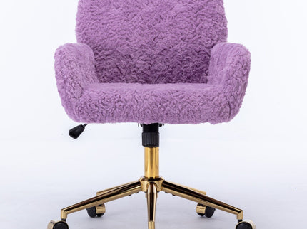 Office Chair, Artificial Rabbit Hair Home Office Chair With Metal Base, Adjustable Desk Chair Swivel Office Chair, Vanity Chair