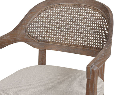 Americana - Mid-Century Modern Cane Back Dining Chair Textured Weave - Taupe Beige