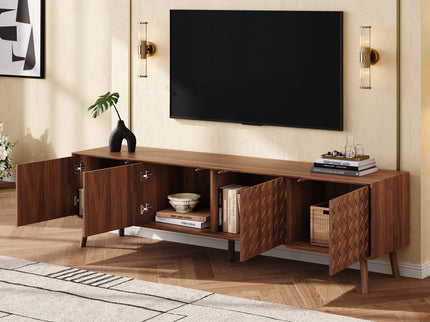 70" TV Stand For TVs Up To 80", Soft Closing Hinges And Cable Management - Walnut