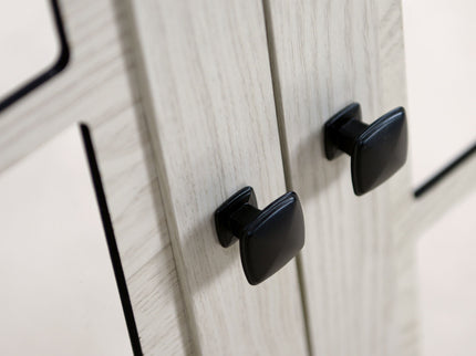 Storage Cabinet With 3 Mirrored Acrylic Doors, Adjustable Shelves