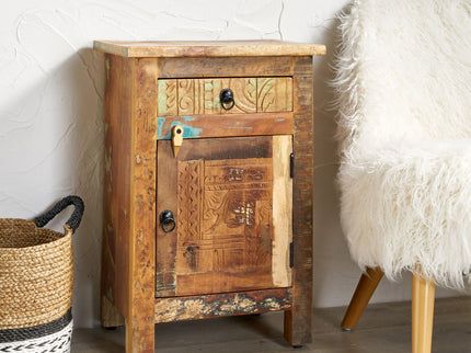 Carved Side Table - Natural