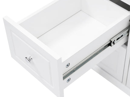 Bathroom Vanity & Sink, 6 Soft Close Drawers & Double Doors - White