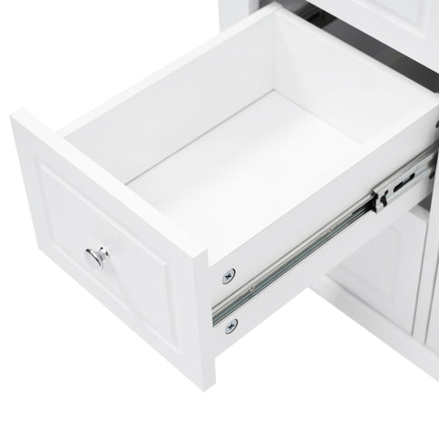 Bathroom Vanity & Sink, 6 Soft Close Drawers & Double Doors - White