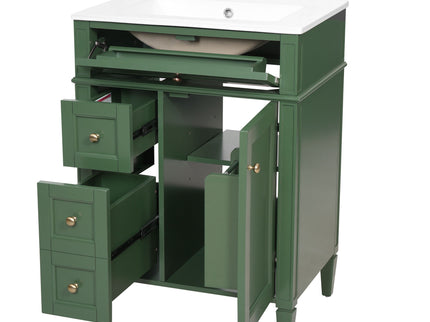 Bathroom Vanity With Top Sink, Storage Cabinet With 2 Drawers And Tip-Out Drawer