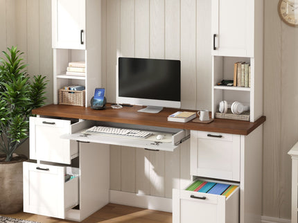 Farmhouse Computer Desk With Hutch