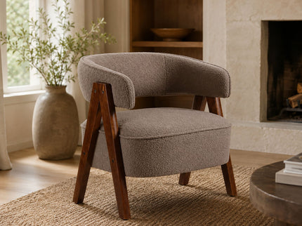 Accent Armchair With Soft Upholstered Seat - Brownish-Red