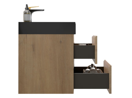 Alice - Natural Oak Bathroom Vanity With Sink, Large Storage Wall Mounted Floating Bathroom Vanity For Modern Bathroom, One-Piece Sink Basin Without Drain