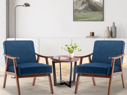 Mid Century Modern Accent Chair With Solid Wood Frame And Extra Thick Backrest