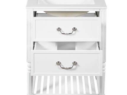 Wave Design Bathroom Vanity With Sink, 2 Drawers And Open Shelf