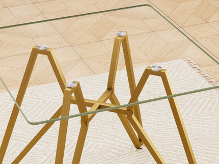 Modern Glass Dining Table With Metal Legs
