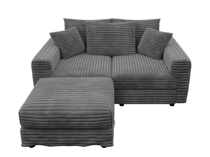 Convertible Deep Seat Sofa With Soft Pillows And Ottomans