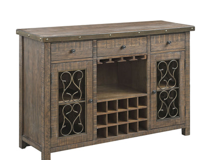 Raphaela - Server With Cup Holder & Wine Rack - Cherry