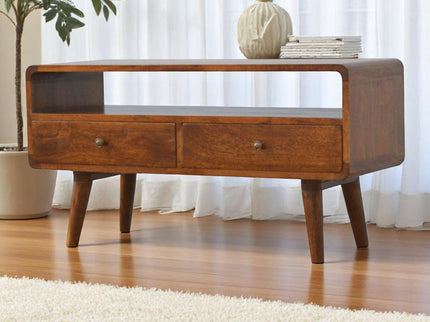 Solid Wood Curved Media Unit