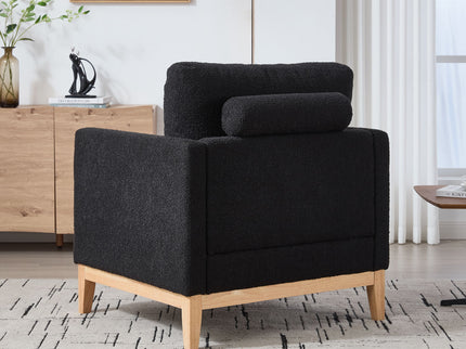 Wide Modern Performance Accent Chair With Natural Legs