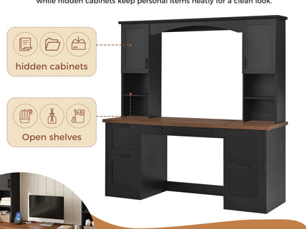 Farmhouse Computer Desk With Hutch