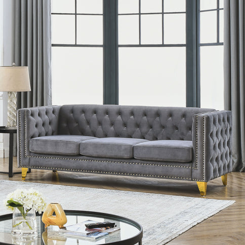 Upholstered Couch Sofa With Button Tufting For Living Room