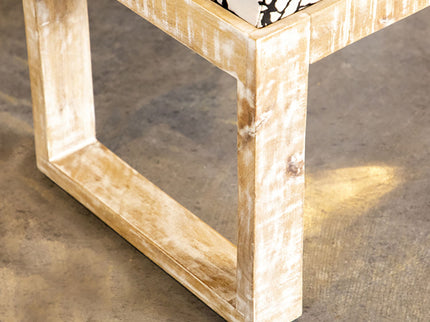 Sled - Leg Accent Bench With Abstract Upholstery - White