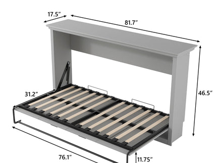 Twin Size Murphy Bed With Cabinet Storage - Gray