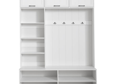 Farmhouse Hall Tree & Bench And Shoe Storage