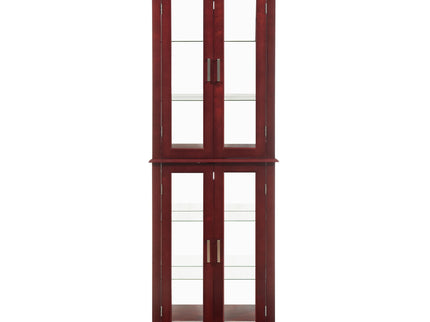 Curio Cabinet Lighted Curio Diapaly Cabinet With Adjustable Shelves And Mirrored Back Panel, Tempered Glass Doors (6 Tier), (E26 Light Bulb Not Included)
