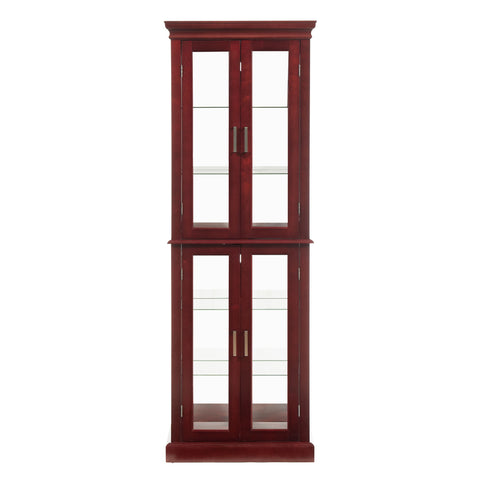 Curio Cabinet Lighted Curio Diapaly Cabinet With Adjustable Shelves And Mirrored Back Panel, Tempered Glass Doors (6 Tier), (E26 Light Bulb Not Included)