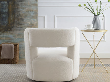 Swivel Comfy Round Barrel Chair With Soft Teddy Fabric For Living Room