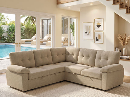 Convertible Sectional Sofa Bed & Pull Out Sleeper And Storage