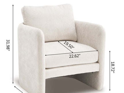 Armchair With Low Profile Curved Frame - Beige