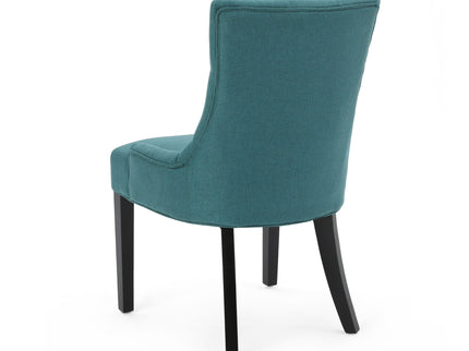 Dining Chair (Set of 2) With Upholstered Diamond Tufting And Espresso Birch Legs - Teal