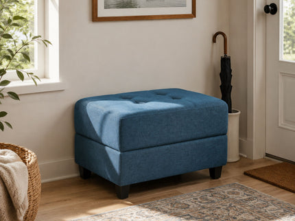 Ottoman, Compact Footrest For Living Room - Navy Blue