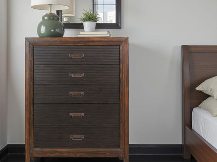 5 Drawer Chest, 2 Tone - Brown