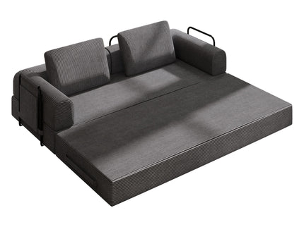 Convertible Sleeper Sofa Bed With Cylindrical Pillow, Fixed Shape Frame