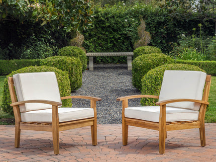 Outdoor Club Chair With Cushion And Acacia Wood Frame - Teak