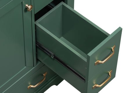 Modern Bathroom Vanity Base Only, 6 Drawer Storage With Adjustable Shelf