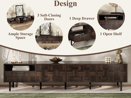 78" TV Stand With Storage Cabinets For Living Room - Walnut