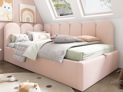 Upholstered Daybed With Metal Slatted Base