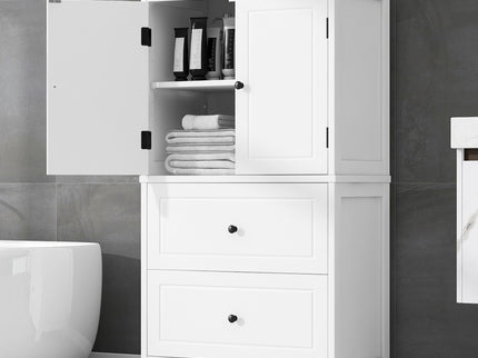 Bathroom Storage Cabinet With 2 Doors And Drawers, Adjustable Shelf