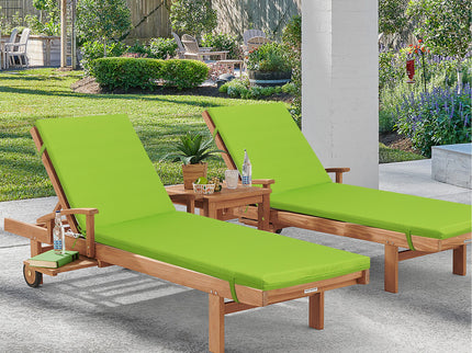 2 Piece Outdoor Chaise Lounge Chair Cushion Set With Pillow, Replacement Patio Seat Cushions - Apple Green