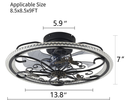 Ceiling Fan With Lights Remote Control, 6 Speeds 3 Color Caged Ceiling Fan - Matte Black